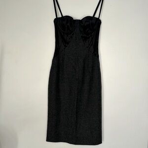 Dolce & Gabbana Satin & tweet bustier dress IT40 US4 black gray